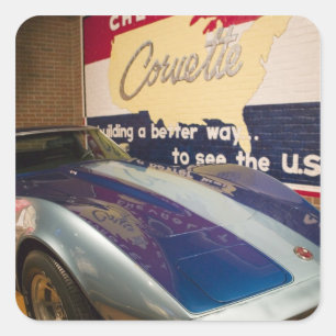 USA, Kentucky, Bowling Green: National Corvette 2 Quadratischer Aufkleber