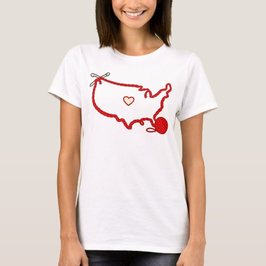 USA Knitting Heart Map – American Yarn Lover T-Shirt (Vorderseite)