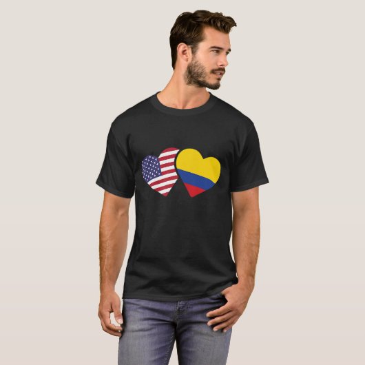 USA Kolumbien Flaggenstaat Herz Kolumbianische Lie T-Shirt (Vorne ganz)