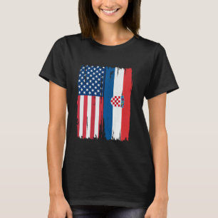 USA Kroatien Halbamerikanische Flaggenroots T-Shirt