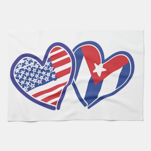 USA Kuba Liebe Hearts Handtuch (Horizontal)