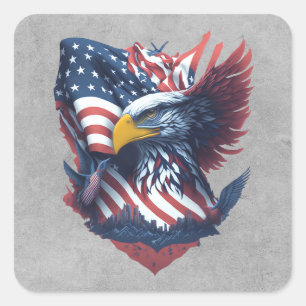 USA Kunst Freiheit Patriotismus Adler Rot Weiß & B Quadratischer Aufkleber