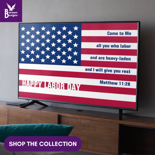 USA LABOR DAY Patriotic Christlich Frame Art TV Poster