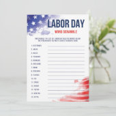 USA Labour Day Game for Kids Word Scramble (Stehend Vorderseite)