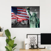 USA: Lady Liberty, American Flag, NYC Poster (Heimbüro)
