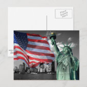 USA: Lady Liberty, American Flag, NYC Postkarte (Vorne/Hinten)