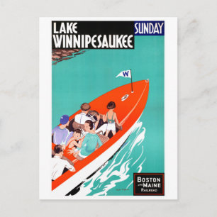 USA Lake Winnipesaukee Restauriertes Vintage-Plaka Postkarte