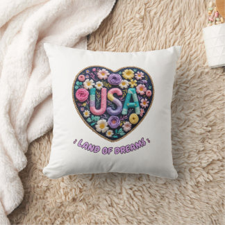 USA Land der Träume Florale Stickerei Kunst Kissen