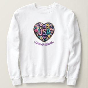 USA Land of Dreams Florale 3D Stickerei Kunst Sweatshirt