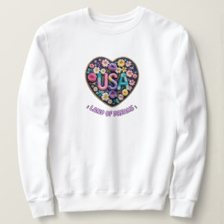 USA Land of Dreams Florale 3D Stickerei Kunst Sweatshirt