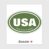 USA Ländercode Abkürzung Green Oval Vinyl Aufkleber (Blatt)