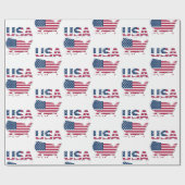 USA Lettering and Map Political Patriotic Geschenkpapier (Flach)