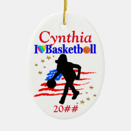 USA LIEBE BASKETBALL PERSONALIZE CHRISTMAS ORNANAT KERAMIKORNAMENT