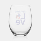 USA LIEBE Blue Personalisiert Weinglas Ohne Stiel (Rückseite)