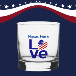 USA LIEBE Blue Personalisiert Whiskyglas