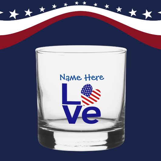 USA LIEBE Blue Personalisiert Whiskyglas