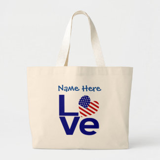 USA Liebe Flag in blau Personalisiert Jumbo Stoffbeutel