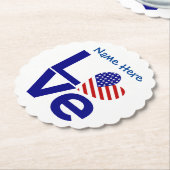 USA Liebe Flag in blau Personalisiert Untersetzer (angewinkelt)
