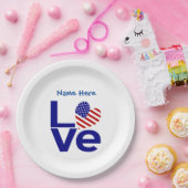 USA Liebe Flag in blauem Personalisiertem Party Pappteller (Party)