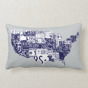 USA-Lizenz Teller blau Lendenkissen