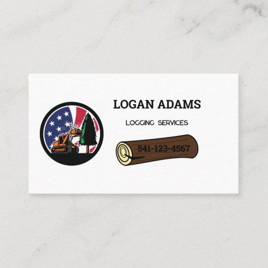 USA Logging Service Business Card Visitenkarte (Vorderseite)
