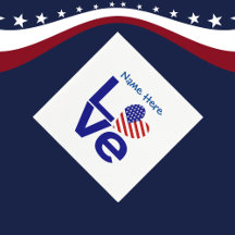 USA Love Flag in Blue Personalized Party Cocktail