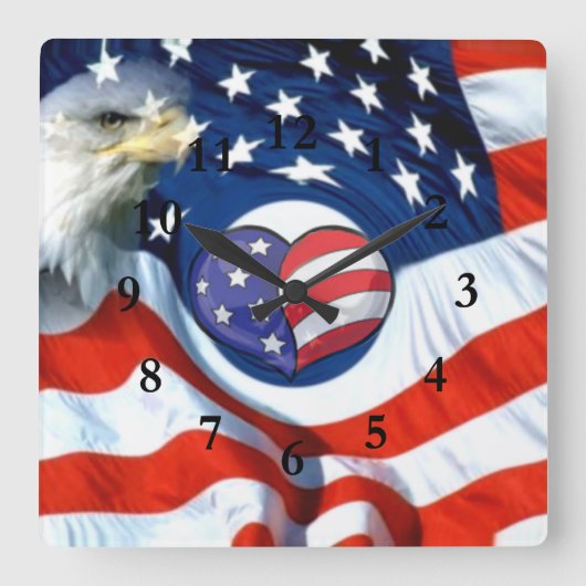 USA Lover_ Quadratische Wanduhr (Vorderseite)