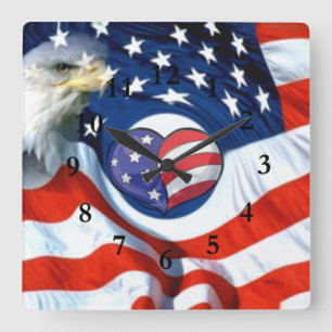 USA Lover_ Quadratische Wanduhr