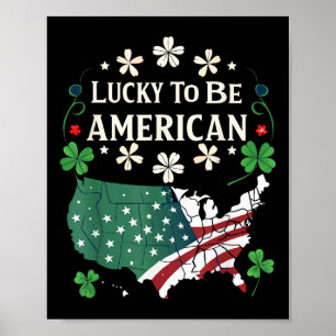 Usa Lucky Clover Map - Kleeblatt American St. Poster