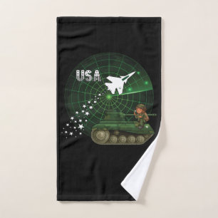 USA-Luftwaffe, Radar, Jet, Armee, Behälter, Solda Badhandtuch Set