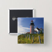 USA, Maine, Lubec. West Quoddy Head Leuchtturm Button (Vorne & Hinten)