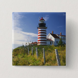 USA, Maine, Lubec. West Quoddy Head Leuchtturm Button