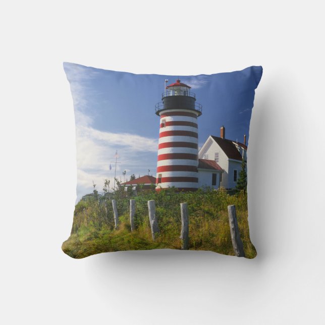 USA, Maine, Lubec. West Quoddy Head Leuchtturm Kissen (Vorderseite)