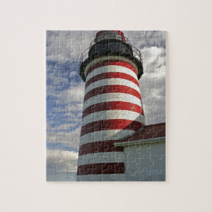 USA, Maine, Lubec. West Quoddy Head Leuchtturm Puzzle