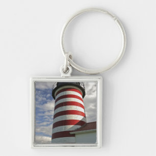 USA, Maine, Lubec. West Quoddy Head Leuchtturm Schlüsselanhänger
