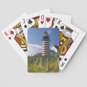 USA, Maine, Lubec. West Quoddy Head Leuchtturm Spielkarten