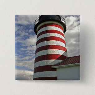 USA, Maine, Lubec. West Quoddy Head LIghthouse Button