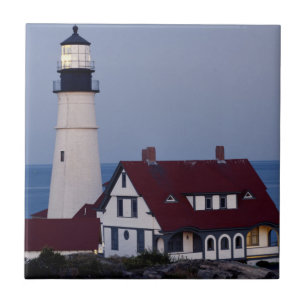 USA, Maine, Portland, Cape Elizabeth, Leuchtturm Fliese
