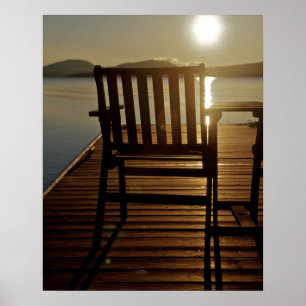 USA, Maine, Rockwood. A chair with a view of Poster