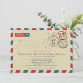 USA Map Airmail Wedding Einladung (Stehend Vorderseite)