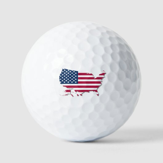 USA Map and Flag Red White and Blue Stripes Stars Golfball (Vorderseite)
