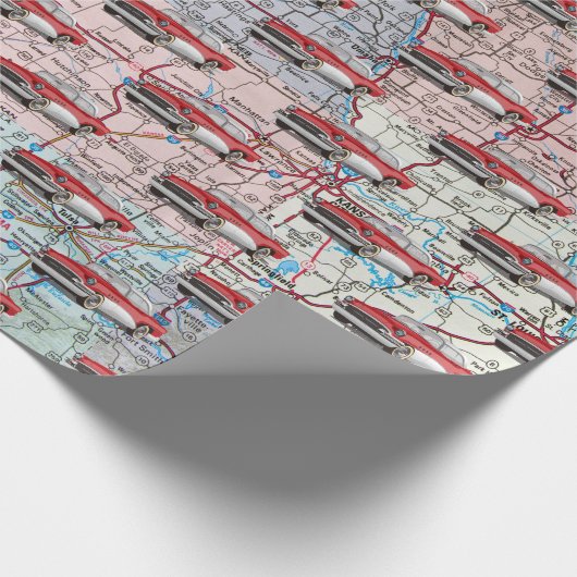 USA Map and Old Car Geschenkpapier (Ecke)