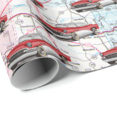 USA Map and Old Car Geschenkpapier (Rolleneckpunkt)
