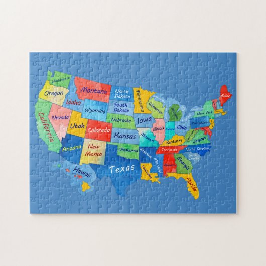 USA MAP Aquarellkunst Puzzle (Horizontal)