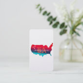 USA Map Blue Red Ribbons Stars Monogram Vertikal Visitenkarte (Stehend Vorderseite)