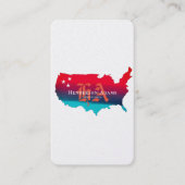USA Map Blue Red Ribbons Stars Monogram Vertikal Visitenkarte (Vorderseite)