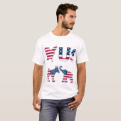 USA Map Flag Donkey & Elephant, Red White & Blue T-Shirt (Vorne ganz)