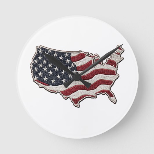 🕒 USA Map Flag Wall Clock 🇺🇸🧭 Runde Wanduhr (Vorderseite)