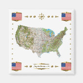 USA Map + Flags Magnet (Vorne)