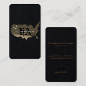 USA Map Gold Black Stars Monogram Vertikal Visitenkarte (Vorne/Hinten)
